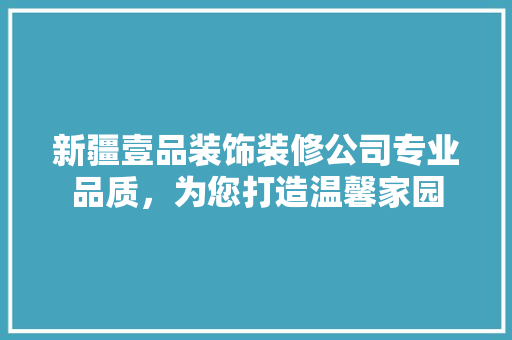 新疆壹品装饰装修公司专业品质，为您打造温馨家园