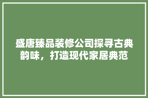 盛唐臻品装修公司探寻古典韵味，打造现代家居典范