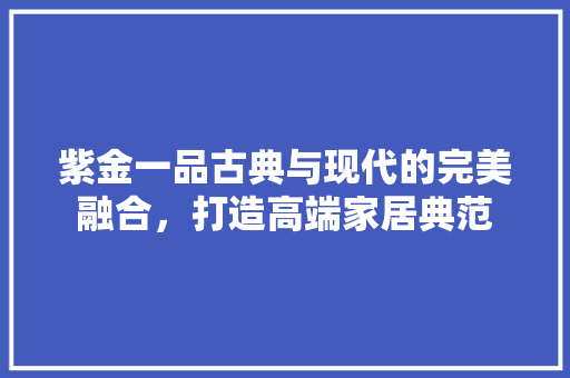 紫金一品古典与现代的完美融合，打造高端家居典范