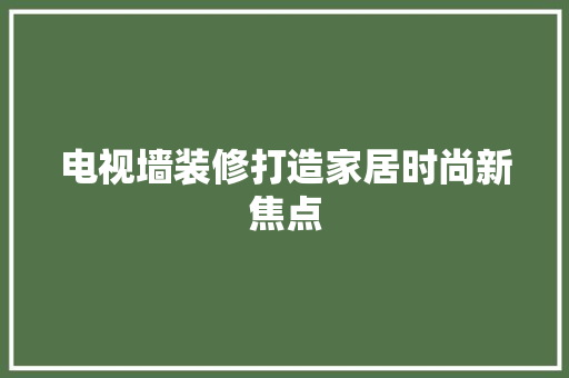 电视墙装修打造家居时尚新焦点