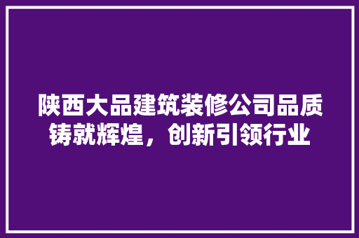 陕西大品建筑装修公司品质铸就辉煌，创新引领行业