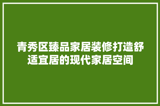 青秀区臻品家居装修打造舒适宜居的现代家居空间