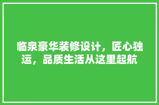 临泉豪华装修设计，匠心独运，品质生活从这里起航