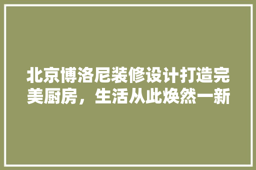 北京博洛尼装修设计打造完美厨房，生活从此焕然一新