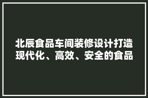 北辰食品车间装修设计打造现代化、高效、安全的食品生产环境