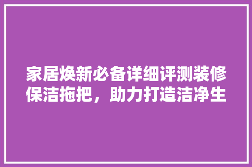 家居焕新必备详细评测装修保洁拖把，助力打造洁净生活空间