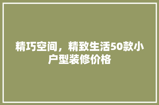 精巧空间，精致生活50款小户型装修价格