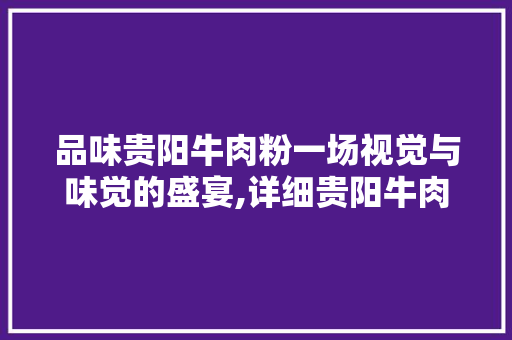 品味贵阳牛肉粉一场视觉与味觉的盛宴,详细贵阳牛肉粉装修设计