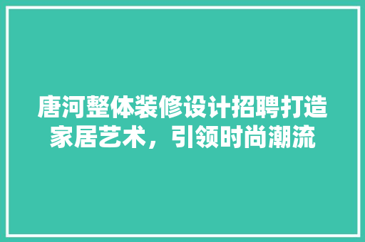 唐河整体装修设计招聘打造家居艺术，引领时尚潮流
