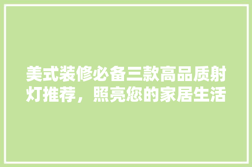 美式装修必备三款高品质射灯推荐,照亮您的家居生活