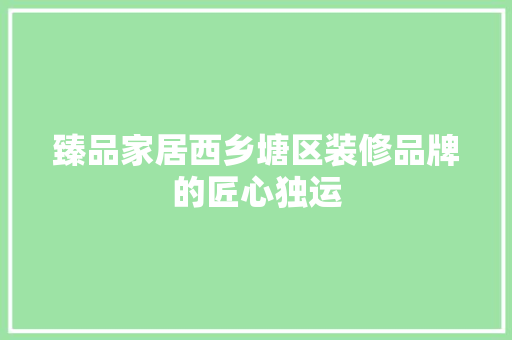 臻品家居西乡塘区装修品牌的匠心独运