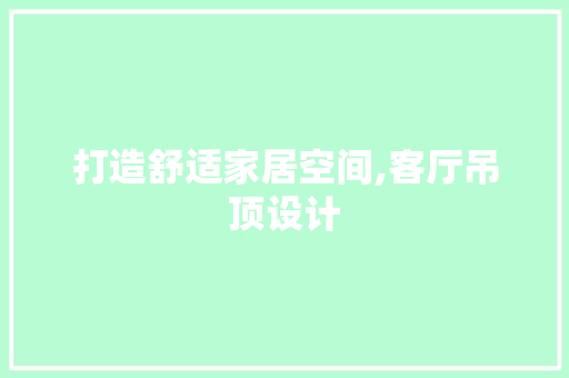 打造舒适家居空间,客厅吊顶设计