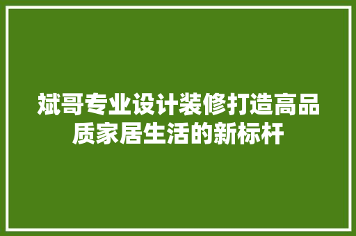 斌哥专业设计装修打造高品质家居生活的新标杆