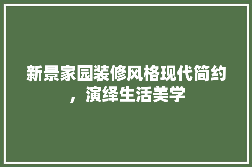 新景家园装修风格现代简约,演绎生活美学