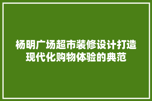 杨明广场超市装修设计打造现代化购物体验的典范