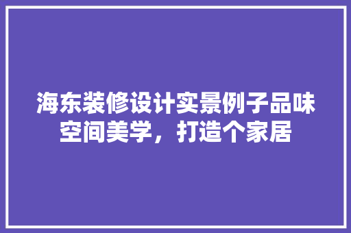 海东装修设计实景例子品味空间美学，打造个家居