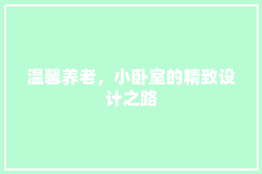 温馨养老，小卧室的精致设计之路