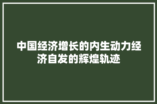 中国经济增长的内生动力经济自发的辉煌轨迹