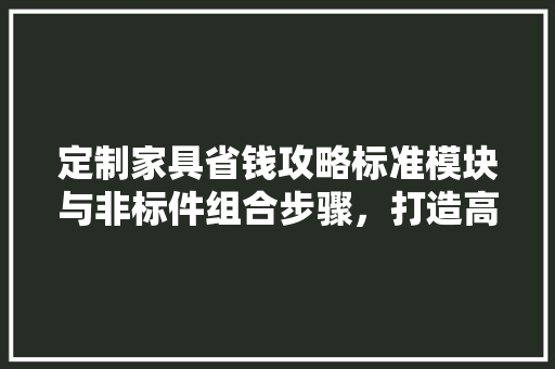 定制家具省钱攻略标准模块与非标件组合步骤，打造高价比家居环境