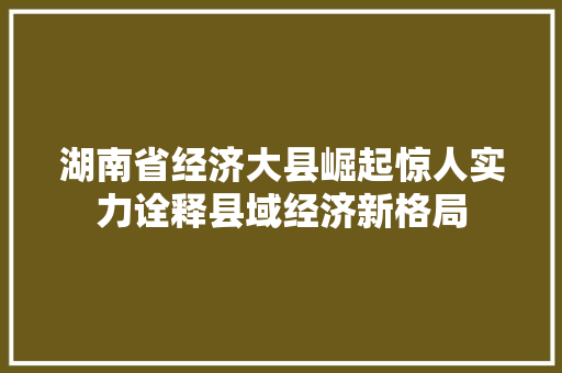 湖南省经济大县崛起惊人实力诠释县域经济新格局  第1张