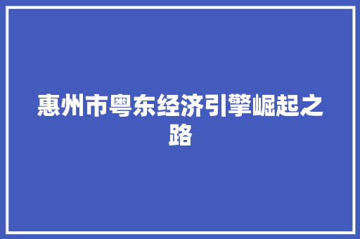 惠州市粤东经济引擎崛起之路