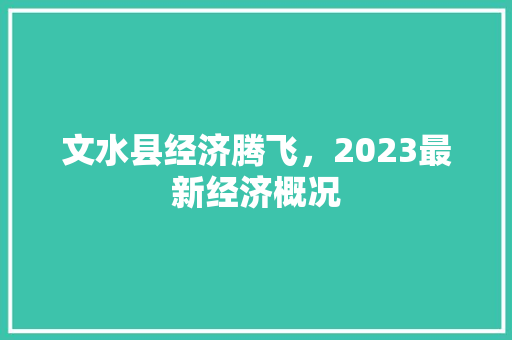 文水县经济腾飞，2023最新经济概况