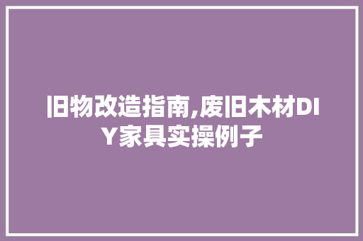 旧物改造指南,废旧木材DIY家具实操例子