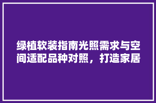 绿植软装指南光照需求与空间适配品种对照，打造家居绿意盎然