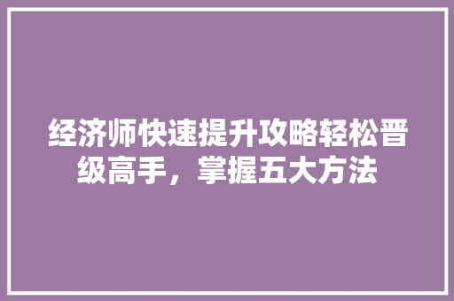经济师快速提升攻略轻松晋级高手，掌握五大方法