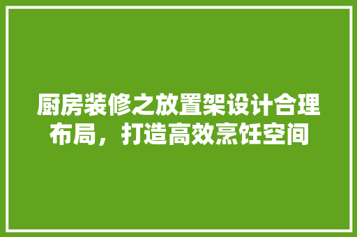 厨房装修之放置架设计合理布局，打造高效烹饪空间