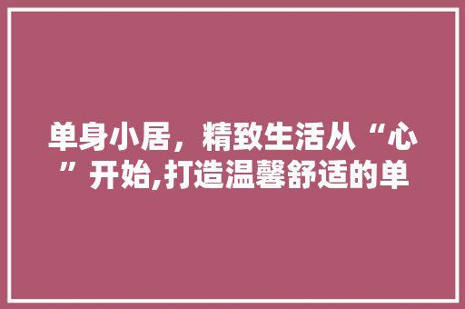 单身小居，精致生活从“心”开始,打造温馨舒适的单身空间