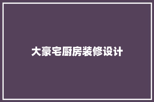 大豪宅厨房装修设计