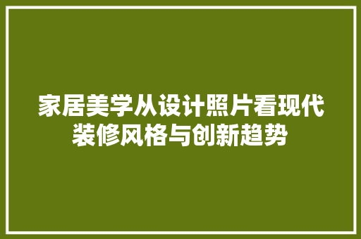 家居美学从设计照片看现代装修风格与创新趋势