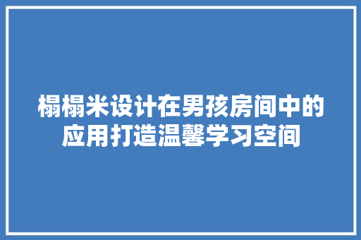 榻榻米设计在男孩房间中的应用打造温馨学习空间