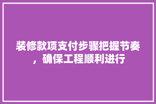 装修款项支付步骤把握节奏，确保工程顺利进行
