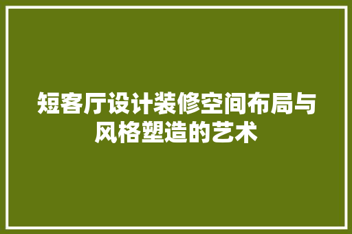 短客厅设计装修空间布局与风格塑造的艺术