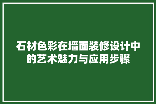 石材色彩在墙面装修设计中的艺术魅力与应用步骤