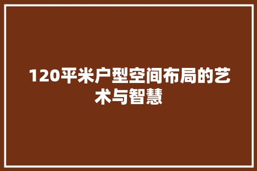 120平米户型空间布局的艺术与智慧