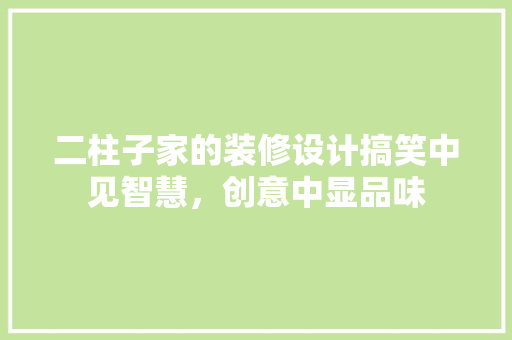 二柱子家的装修设计搞笑中见智慧，创意中显品味