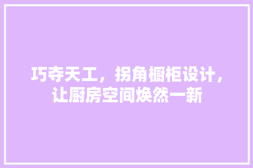 巧夺天工，拐角橱柜设计，让厨房空间焕然一新