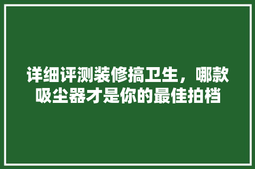 详细评测装修搞卫生，哪款吸尘器才是你的最佳拍档