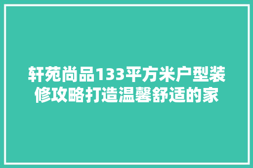 轩苑尚品133平方米户型装修攻略打造温馨舒适的家