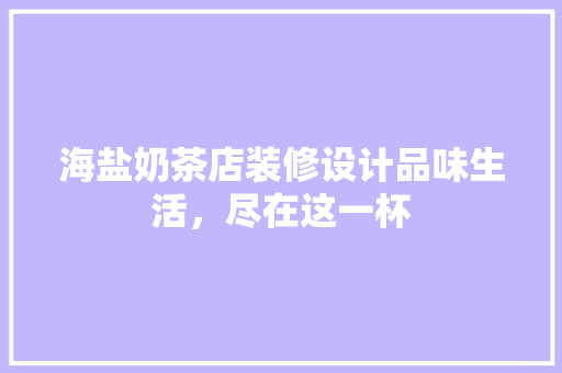 海盐奶茶店装修设计品味生活，尽在这一杯